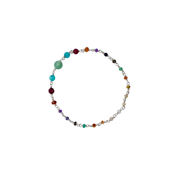 Pulsera Mandala plata y piedras - Imagen 2